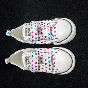 Converse Kids' Heart Print Sneakers - White and Pink